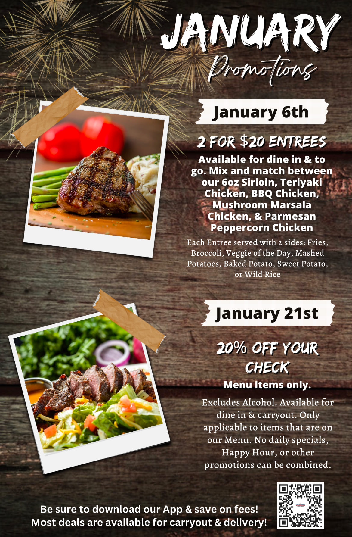 All American Steakhouse January promotions